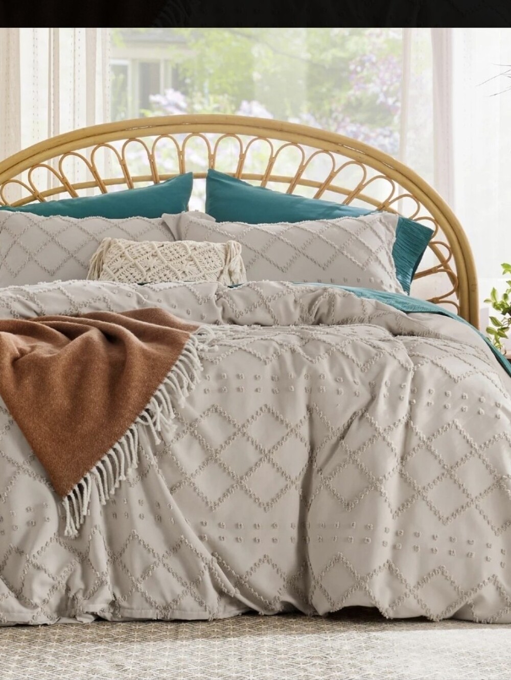 Neutral Diamond-Quilt Cover Set King